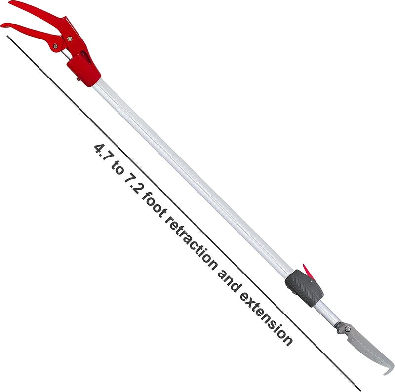Prunrt 4.7-7.2 FT Snake Grabber Telescopic with Hooks, Rattle Snake Catcher Tool, Long Handle Reptile Wide Jaw Tongs - Image 2